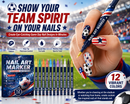 ⚽🏆 Game Day Nail Art Marker Set – 12 Vibrant Colors for Eye-Catching Fan Nails ✨